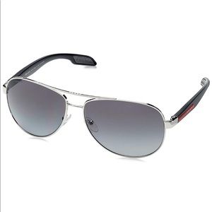 Prada Grey Steel Pilot Sunglasses Polarised Lens